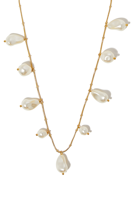 Olympia Necklace, 18K Gold-Plated Brass, Crystals & Pearl